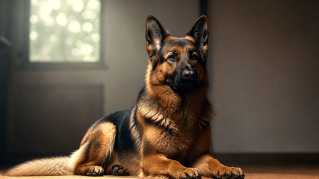 سگ ژرمن شپرد اصیل با ظاهری قدرتمند